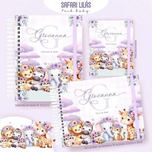 Arquivo Combo Safari Lilas Caderneta Vacina e Livro