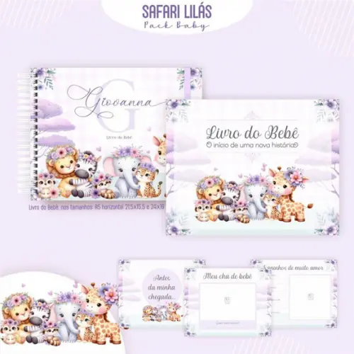 Arquivo Combo Safari Lilas Caderneta Vacina e Livro