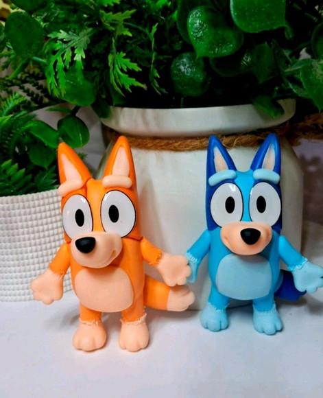 Apliques Bluey e Bingo em Biscuit