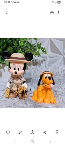 Apliques Mickey e Pluto Fazendeiro em Biscuit