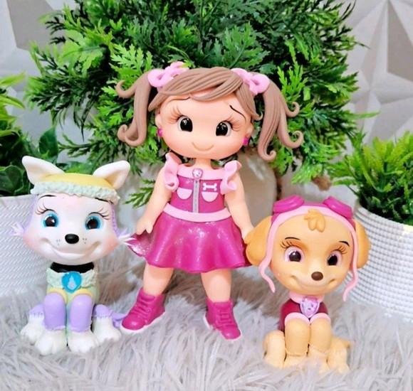 Kit Patrulha Canina Rosa em Biscuit Skye/everest/boneca