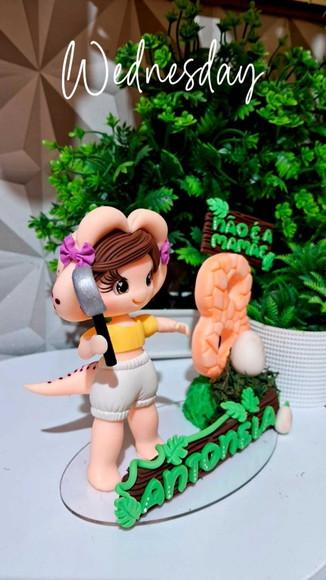 Topo Baby Familia Dinossauro em Biscuit