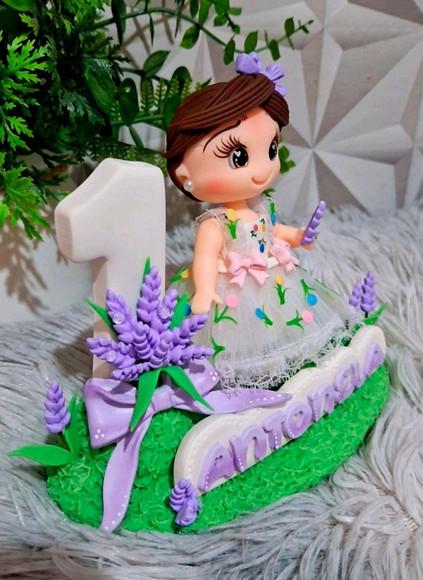 Topo Jardim Encantado Lavanda em Biscuit