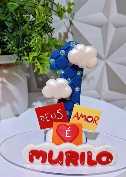Vela 3 Palavrinhas- Deus É Amor em Biscuit