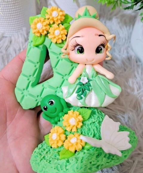 Vela Princesa Tiana em Biscuit