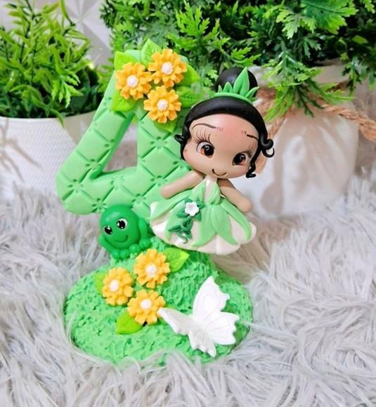 Vela Princesa Tiana em Biscuit