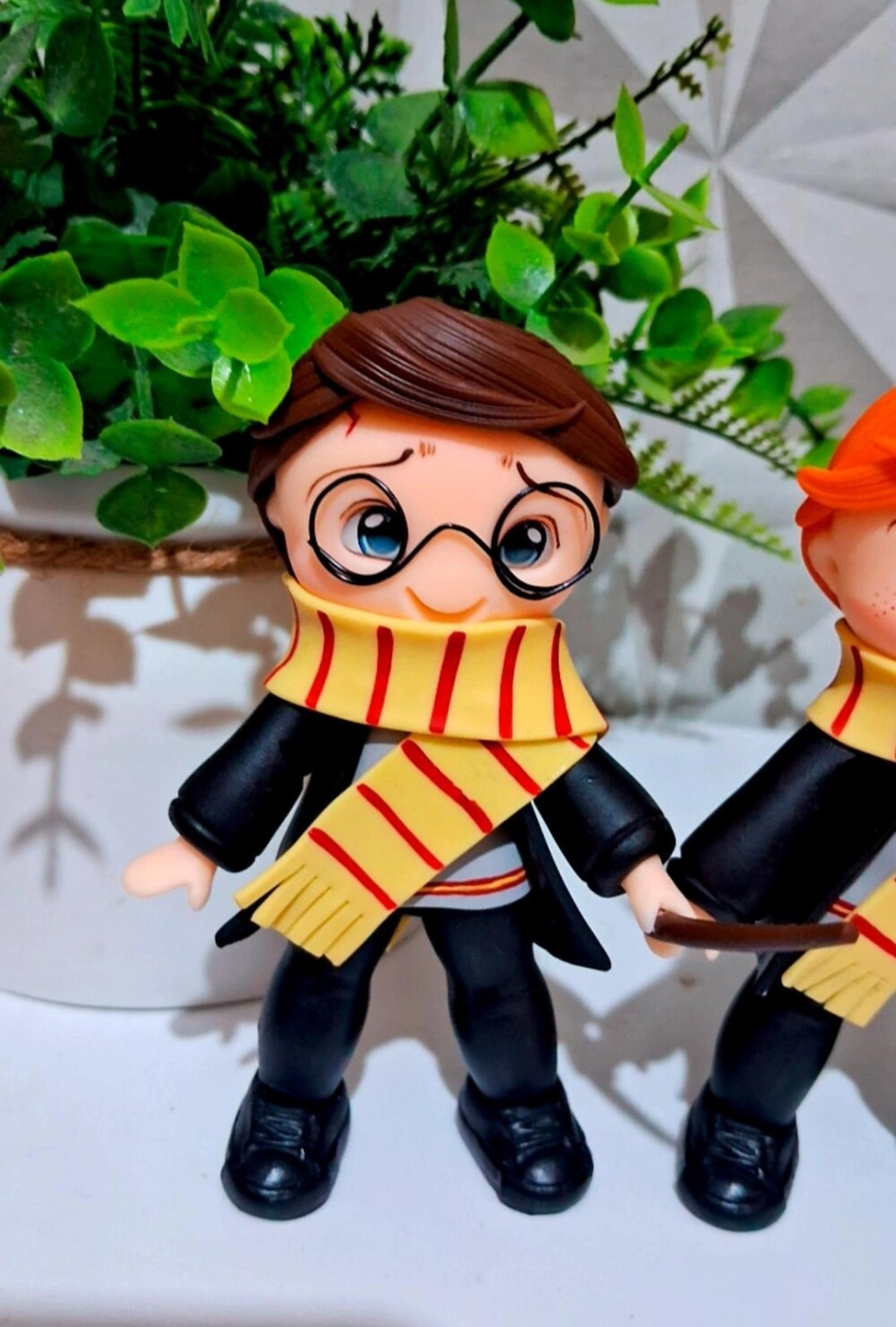 Kit com 3 apliques Harry Potter - Hermione - Ron Weasley em biscu