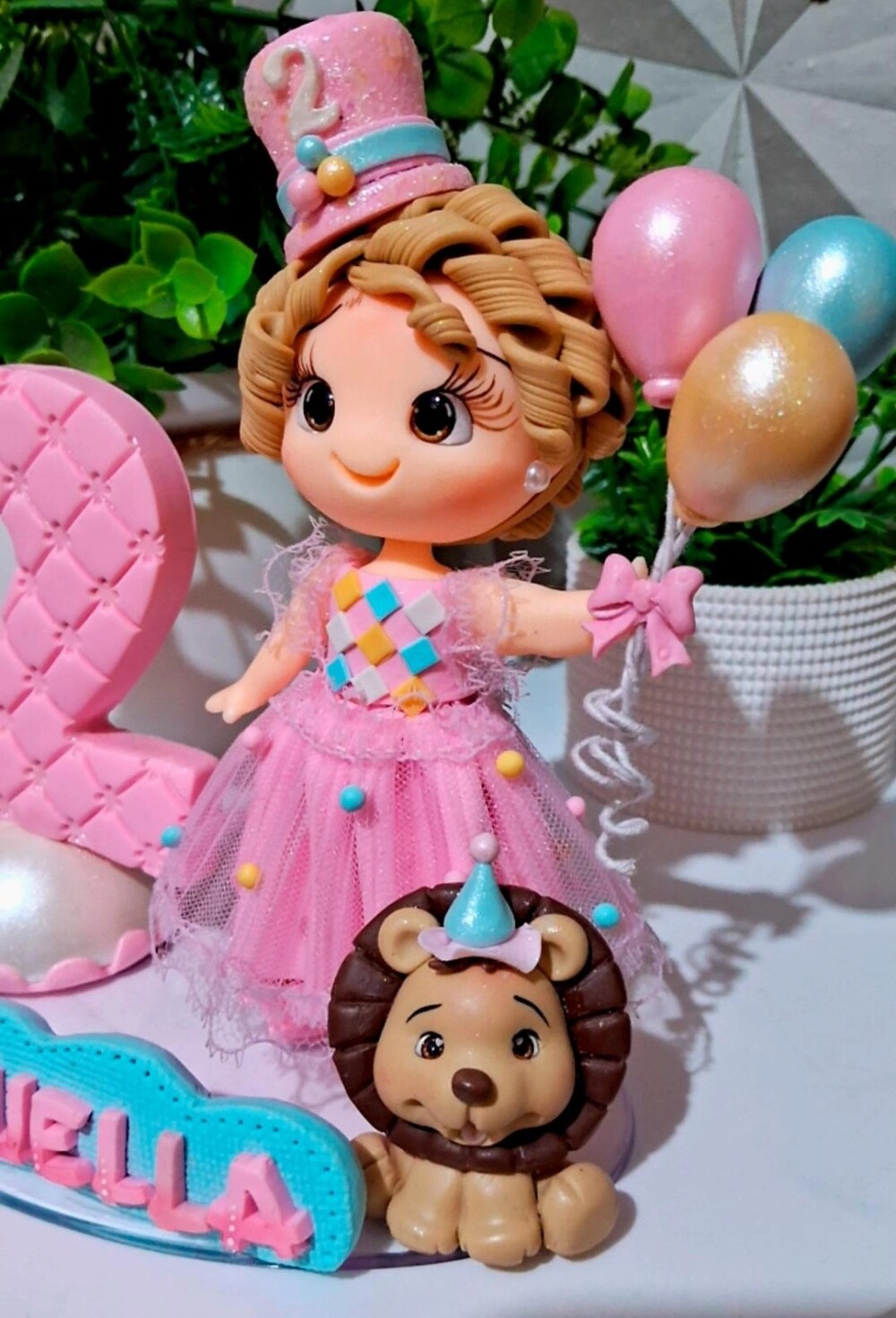 Topo Circo rosa em biscuit