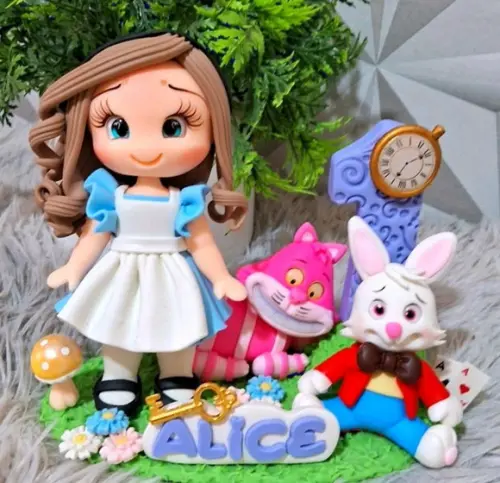 Topo Alice no País das Maravilhas em Biscuit