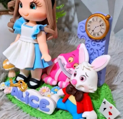 Topo Alice no País das Maravilhas em Biscuit