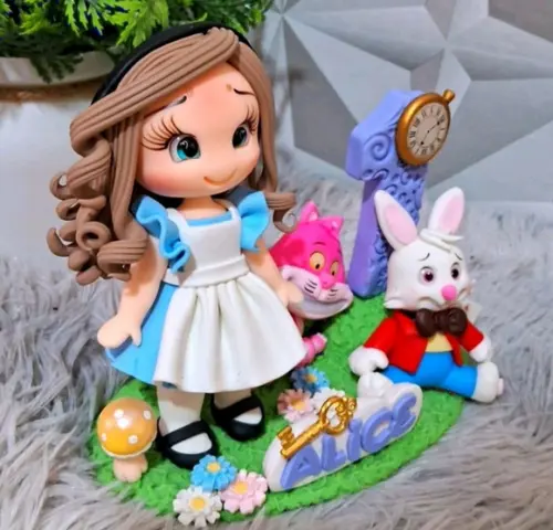 Topo Alice no País das Maravilhas em Biscuit