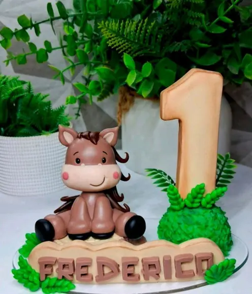 Topo Cavalo Fazendinha em Biscuit