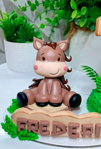 Topo Cavalo Fazendinha em Biscuit