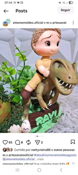 Topo Dinossauro em Biscuit