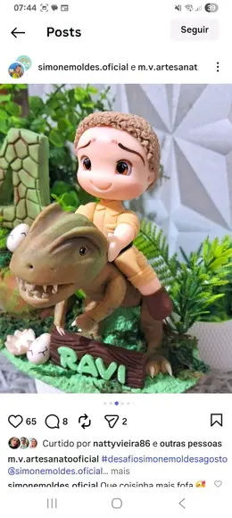 Topo Dinossauro em Biscuit