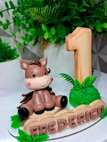 Topo Cavalo Fazendinha em Biscuit