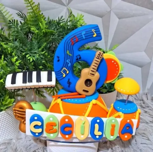 Topo Instrumentos Musicais em Biscuit