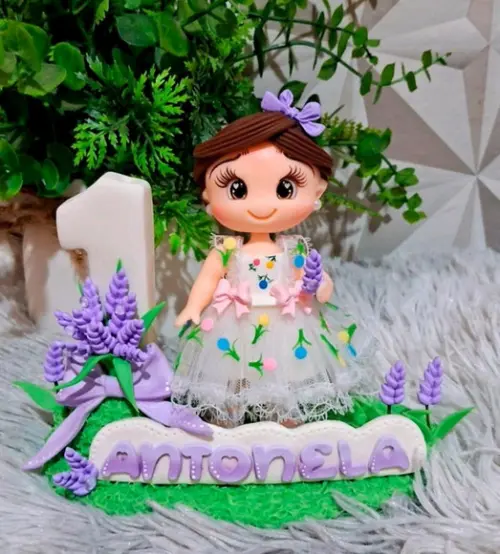 Topo Jardim Encantado Lavanda em Biscuit