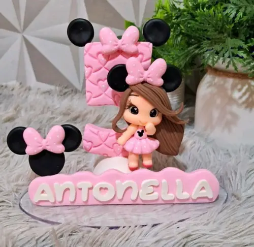 Vela Minnie Rosa em Biscuit