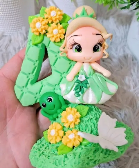 Vela Princesa Tiana em Biscuit