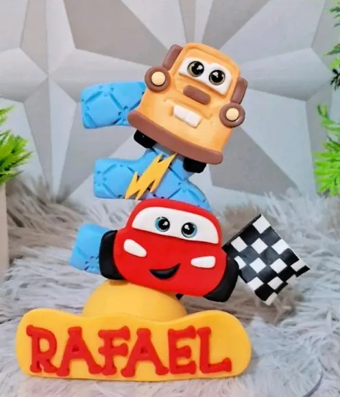 Vela Relâmpago Mc Queen Carros em Biscuit
