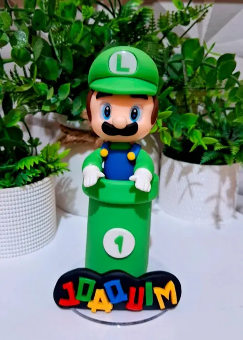 Vela Super Mario ou Luigi em Biscuit