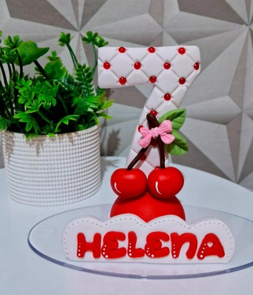 Vela cereja em biscuit