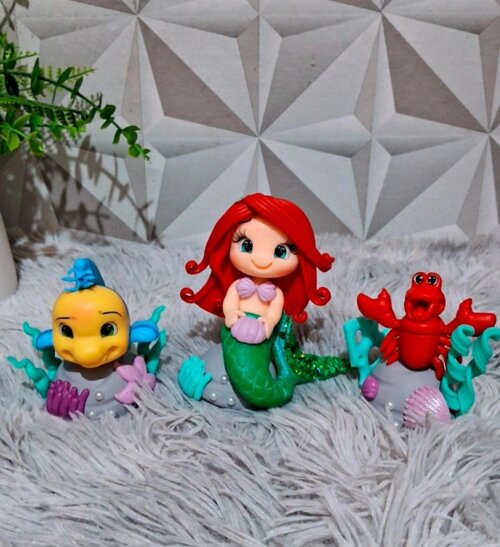 Kit de Aplique turma Sereia Ariel em Biscuit
