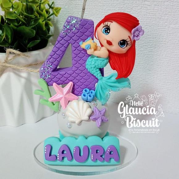Vela a Pequena Sereia em Biscuit 1 a 9 Anos