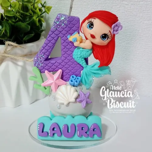 Vela a Pequena Sereia em Biscuit 1 a 9 Anos
