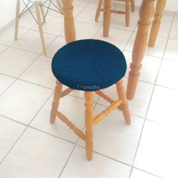 Capinha de Banqueta em Crochê - Azul Marinho 2
