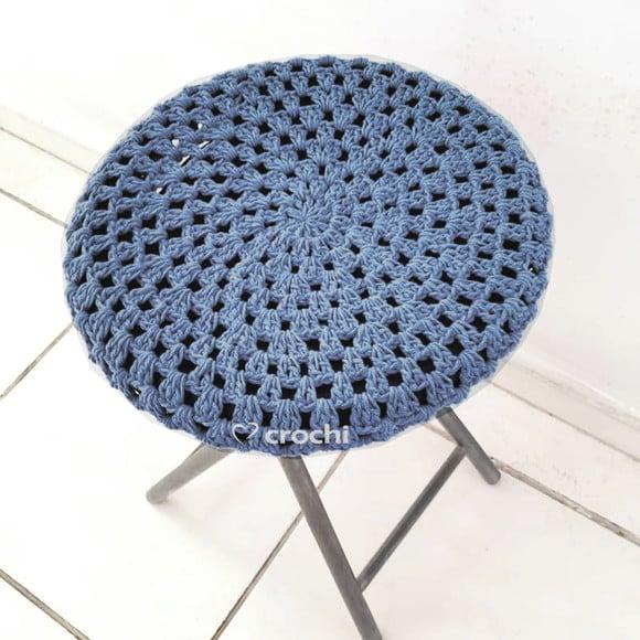 Capinha de Banqueta em Crochê - Azul Petróleo