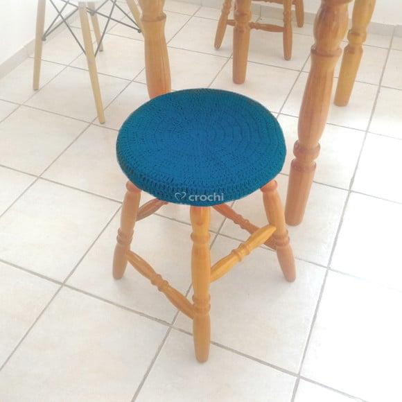 Capinha de Banqueta em Crochê - Azul Petróleo 2