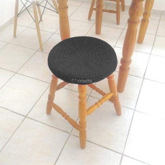 Capinha de Banqueta em Crochê - Chumbo 2