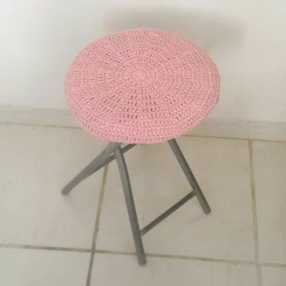 Capinha de Banqueta em Crochê - Rosa Bebê 2