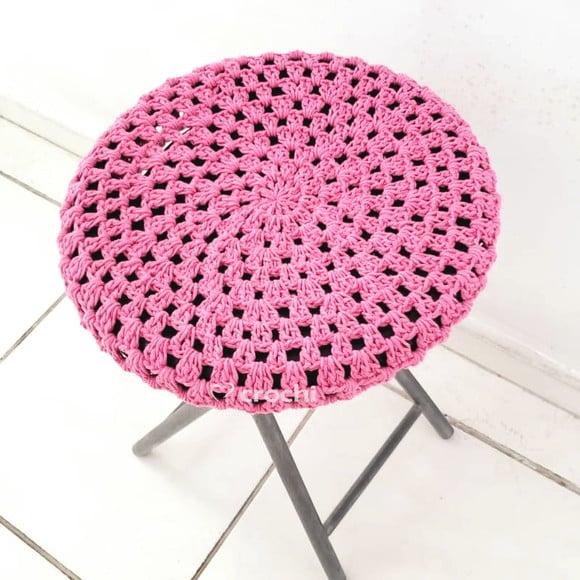 Capinha de Banqueta em Crochê - Rosa