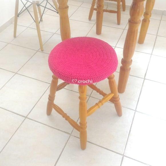Capinha de Banqueta em Crochê - Rosa Pink 2