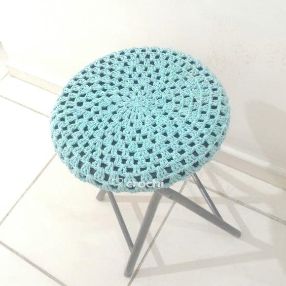 Capinha de Banqueta em Crochê - Verde Água Claro