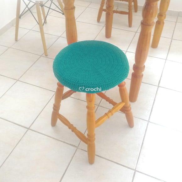 Capinha de Banqueta em Crochê - Verde Água Escuro 2