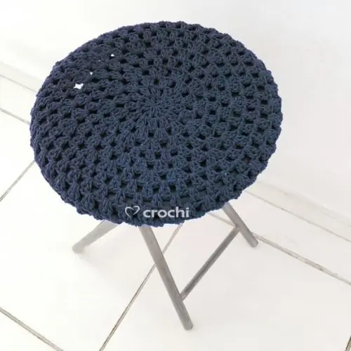 Capinha de Banqueta em Crochê - Azul Marinho