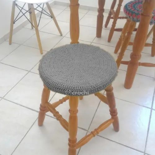 Capinha de Banqueta em Crochê - Cinza 2