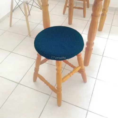Capinha de Banqueta em Crochê - Azul Marinho 2