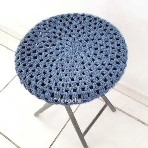 Capinha de Banqueta em Crochê - Azul Petróleo