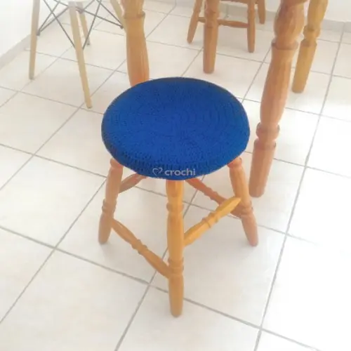Capinha de Banqueta em Crochê - Azul Royal 2