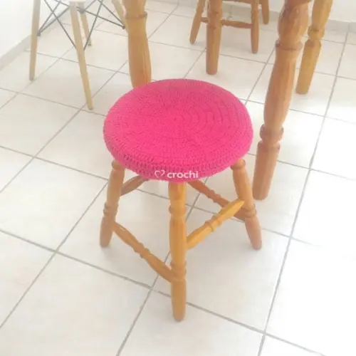 Capinha de Banqueta em Crochê - Rosa Pink 2
