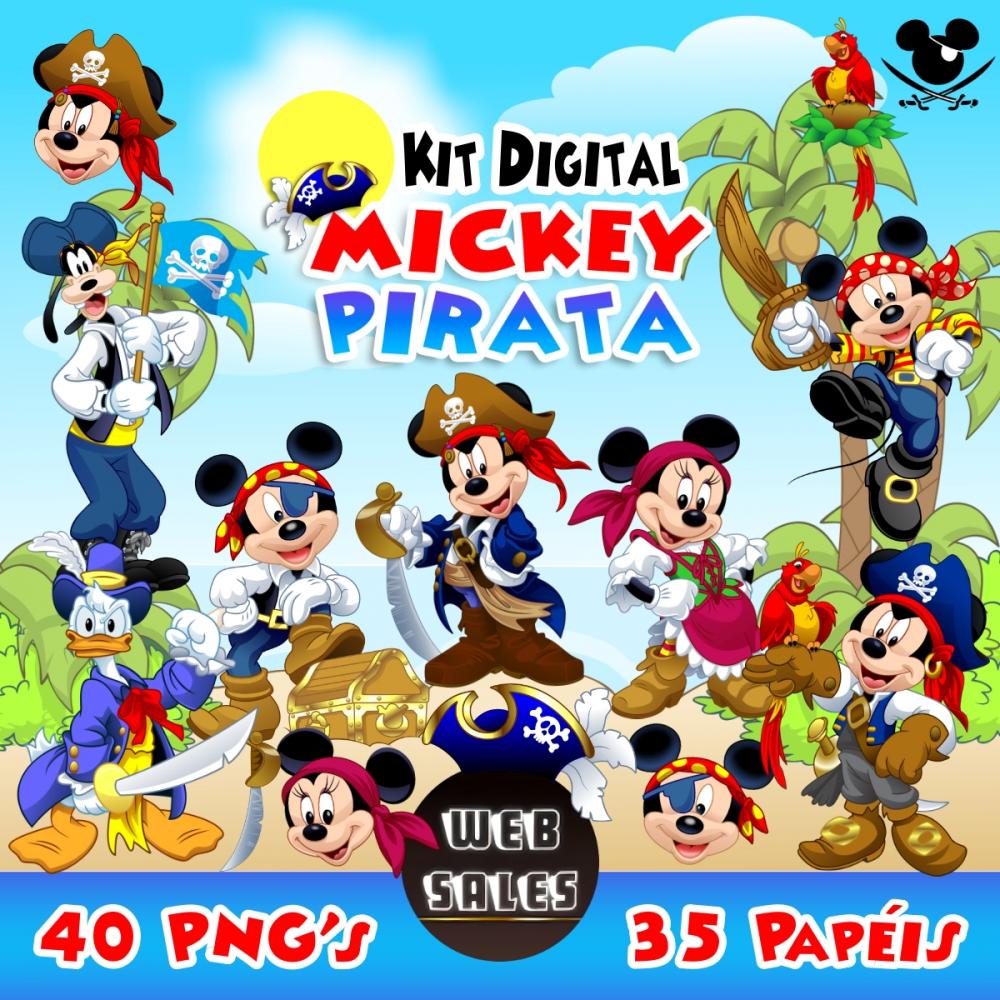 Kit Digital Mickey Pirata