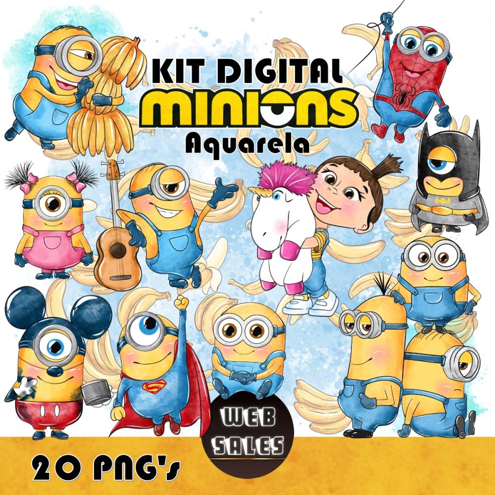 Kit Digital Minions - Aquarela