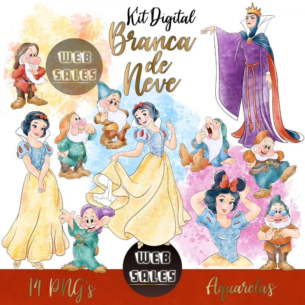 Kit Digital Branca de Neve - Aquarela