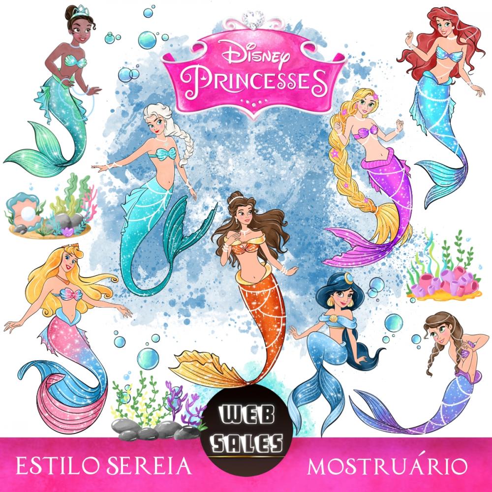 Kit Digital - Princesas 3 em 1- Aquarela