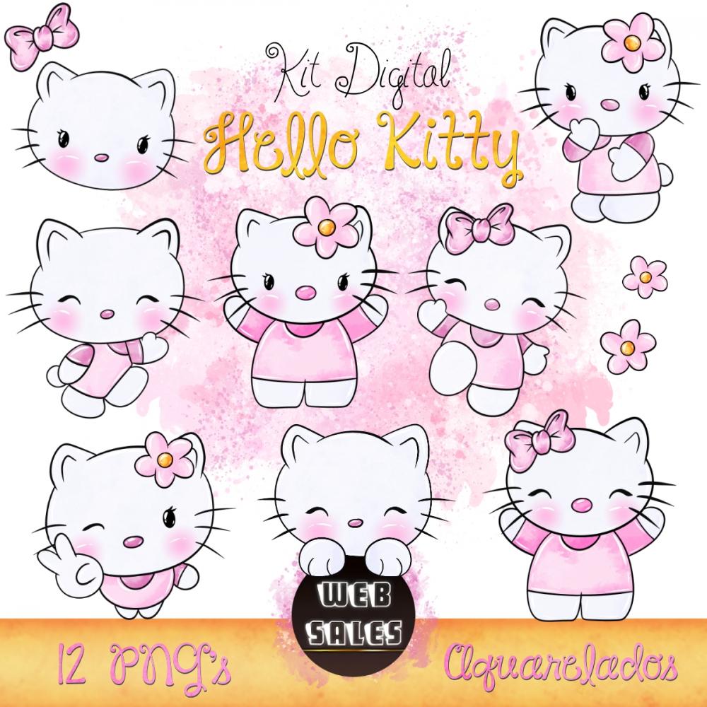 Kit Digital Hello Kitty - Aquarela